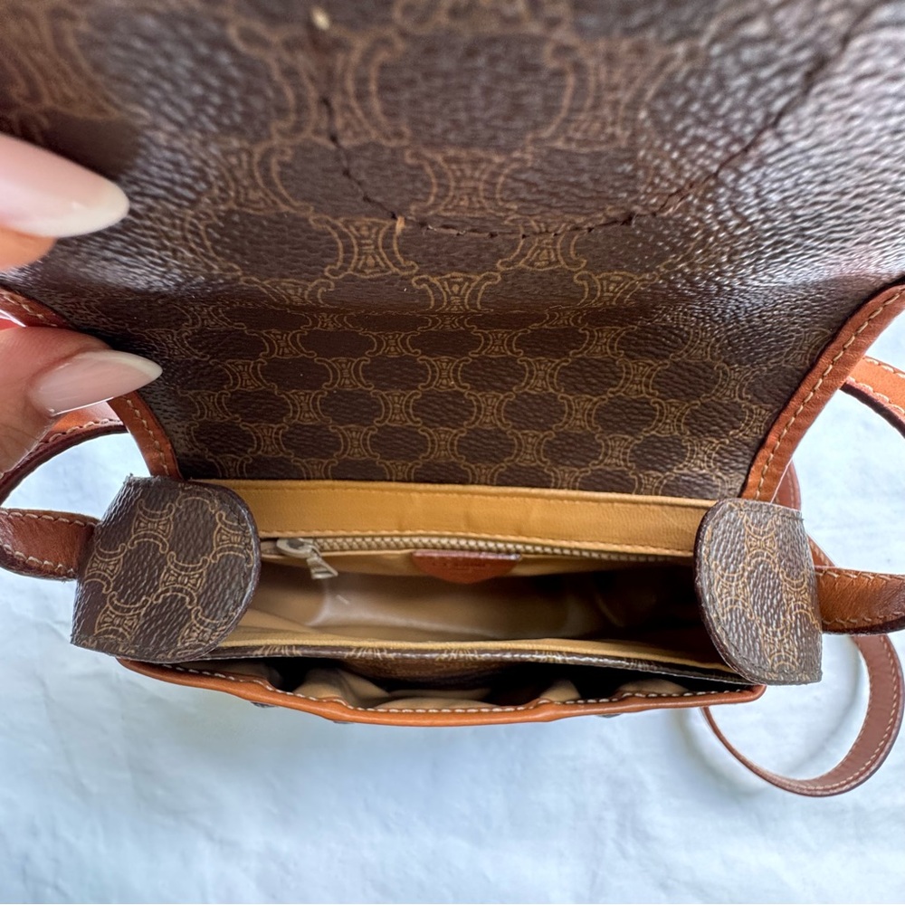 Vintage Celine Macadam Crossbody Bag – Brown Monogram, Snap Flap, 90s Style - Picture 3 of 9
